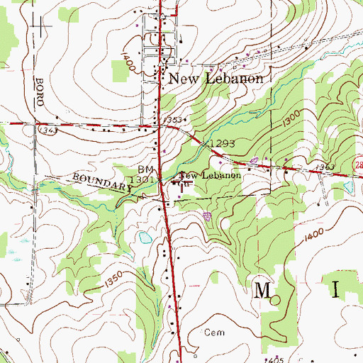 Topographic Map of New Lebanon Church, PA
