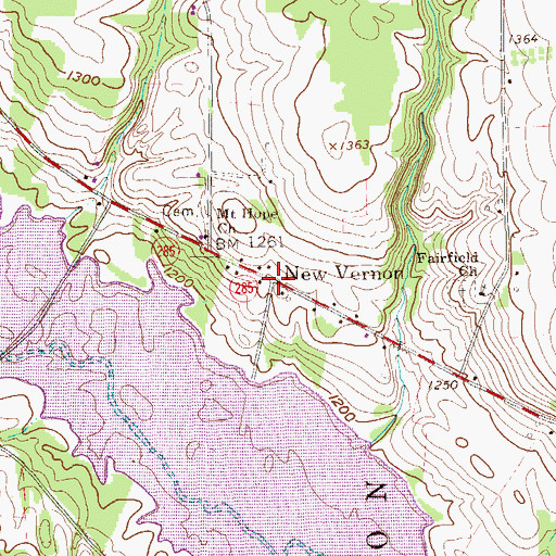 Topographic Map of New Vernon, PA