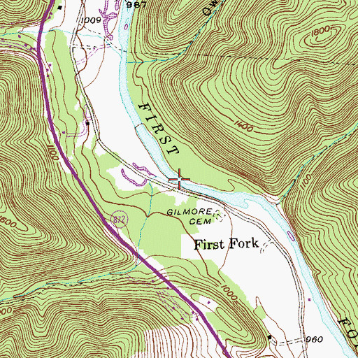 Topographic Map of Norcross Run, PA