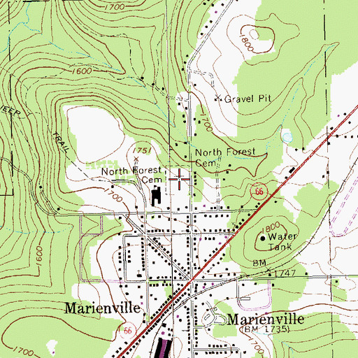 Topographic Map of North Forest Cemetery, PA