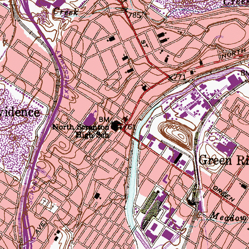 Topographic Map of North Scranton High School, PA