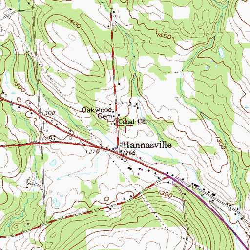 Topographic Map of Oakwood Cemetery, PA
