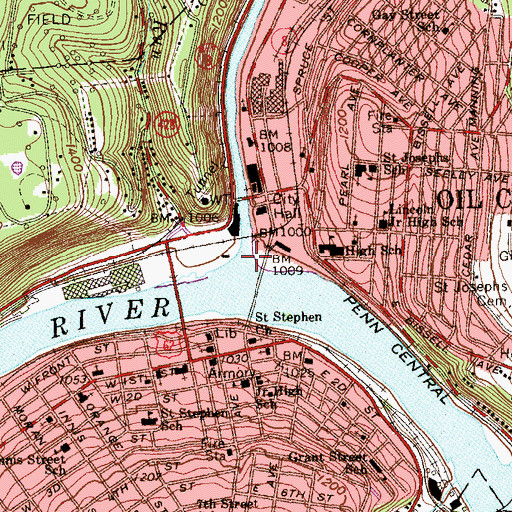 Topographic Map of Oil Creek, PA