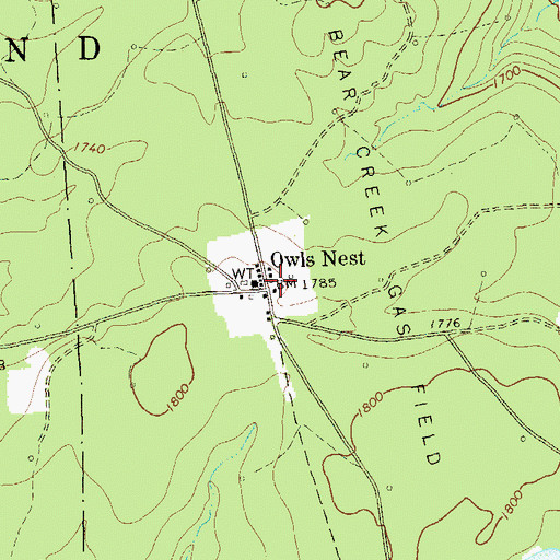 Topographic Map of Owls Nest, PA