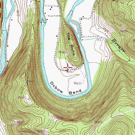Topographic Map of Oxbow Bend, PA