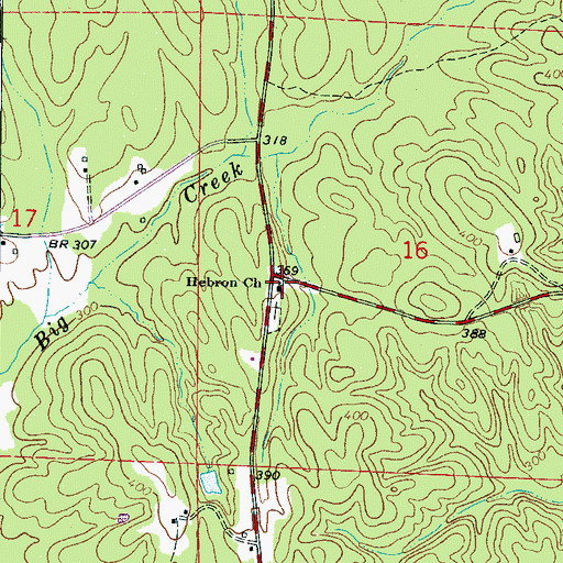 Topographic Map of Hebron Baptist Church, AL