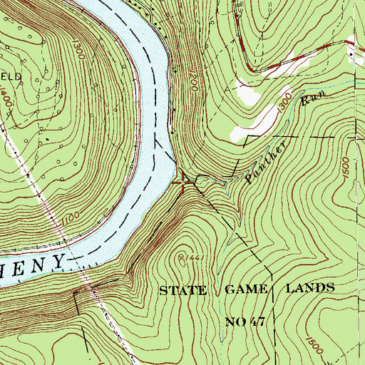 Topographic Map of Panther Run, PA