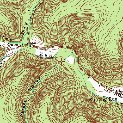 Topographic Map of Parker Hollow, PA