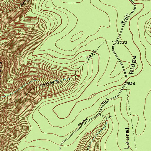 Topographic Map of Patchell Trail, PA