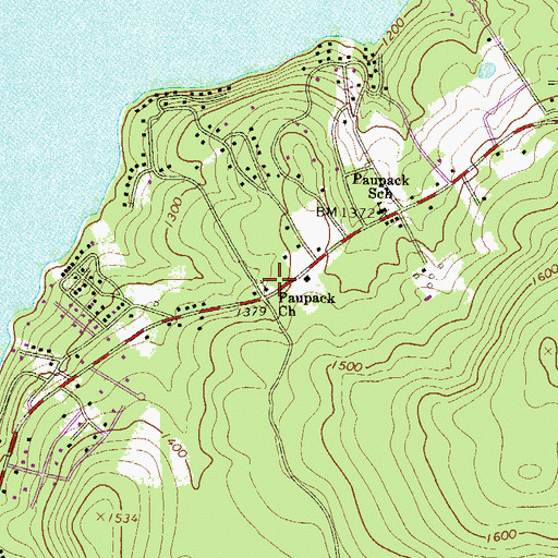 Topographic Map of Paupack Church, PA