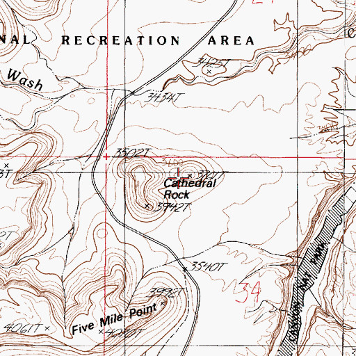 Topographic Map of Sunset Rock, AZ