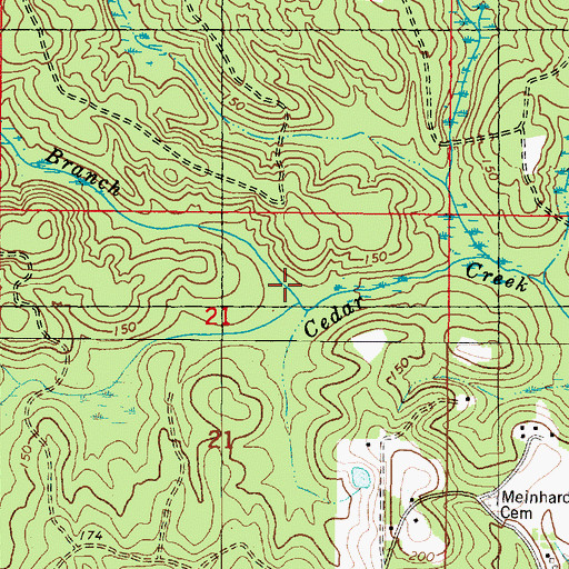 Topographic Map of Hector Branch, AL