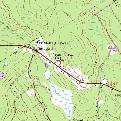 Topographic Map of Pillar of Fire Church, PA