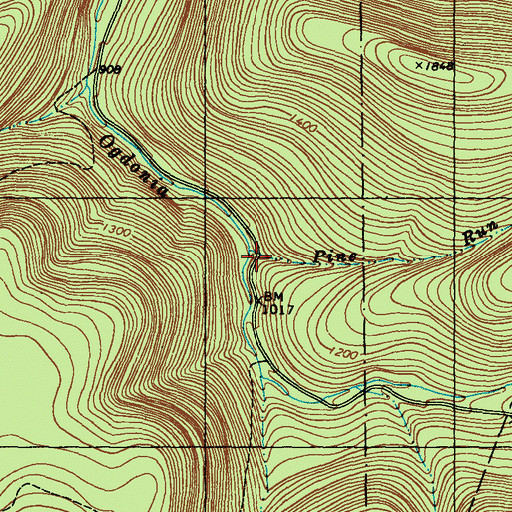 Topographic Map of Pine Run, PA