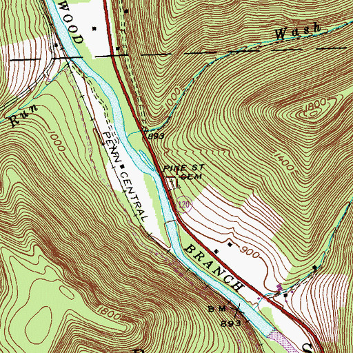 Topographic Map of Pine Street Cemetery, PA