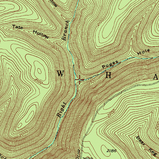 Topographic Map of Poges Hole, PA