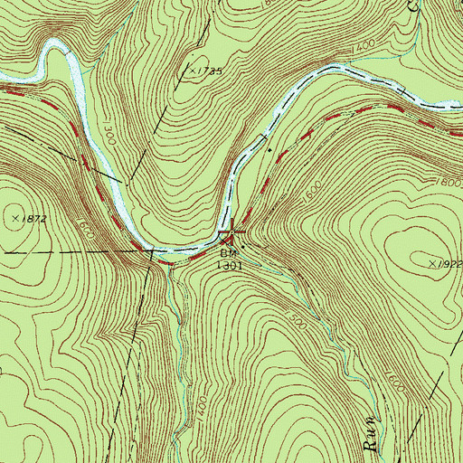 Topographic Map of Pole Bridge Run, PA