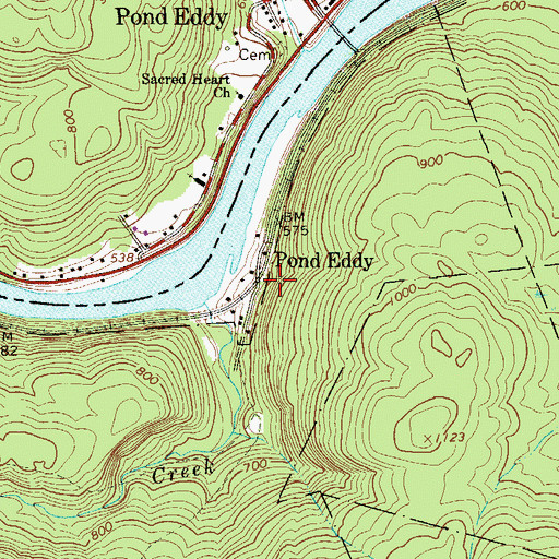 Topographic Map of Pond Eddy, PA