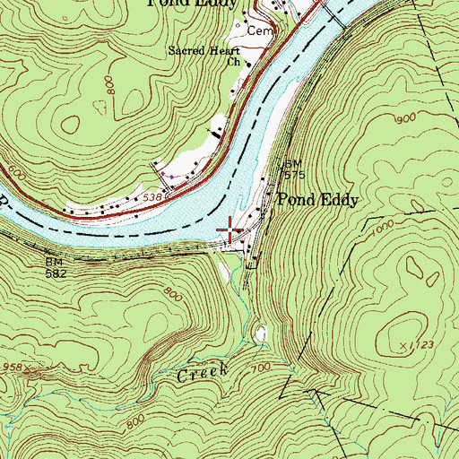 Topographic Map of Pond Eddy Creek, PA