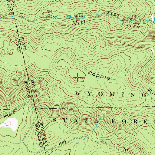 Topographic Map of Popple Ridge, PA