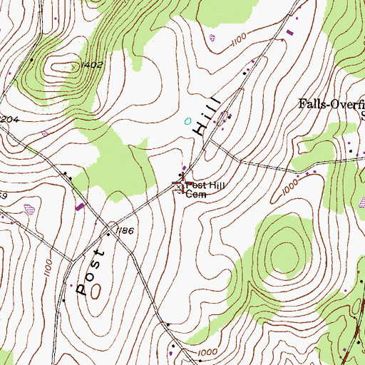 Topographic Map of Post Hill Cemetery, PA