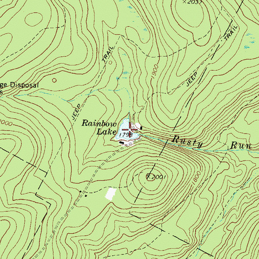 Topographic Map of Rainbow Lake, PA