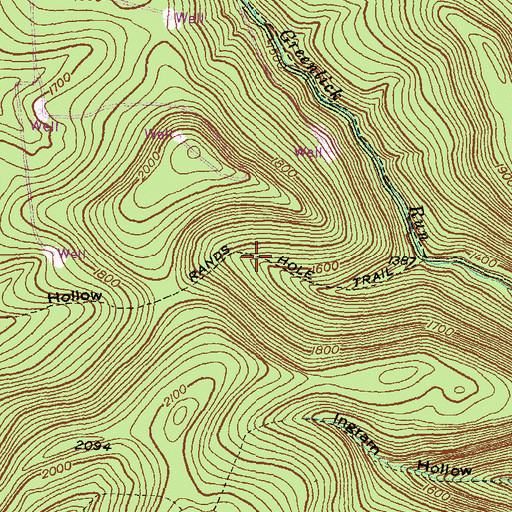 Topographic Map of Rands Hole Trail, PA