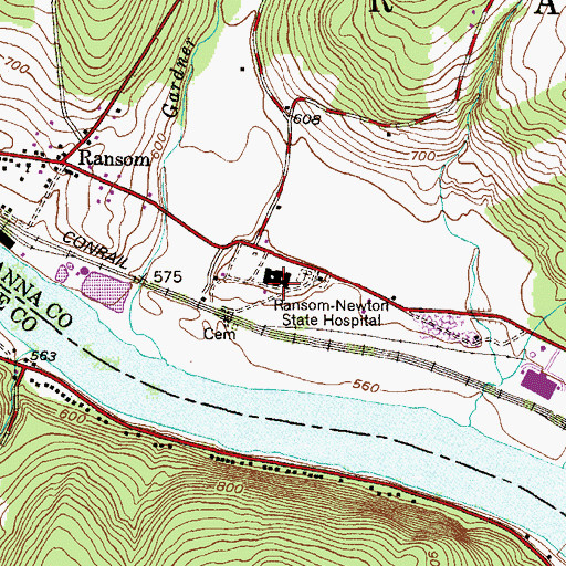 Topographic Map of Ransom-Newton State Hospital, PA