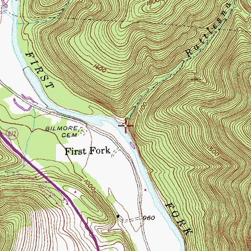 Topographic Map of Rattlesnake Run, PA