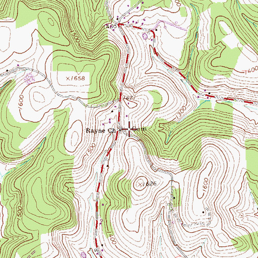Topographic Map of Rayne Church, PA