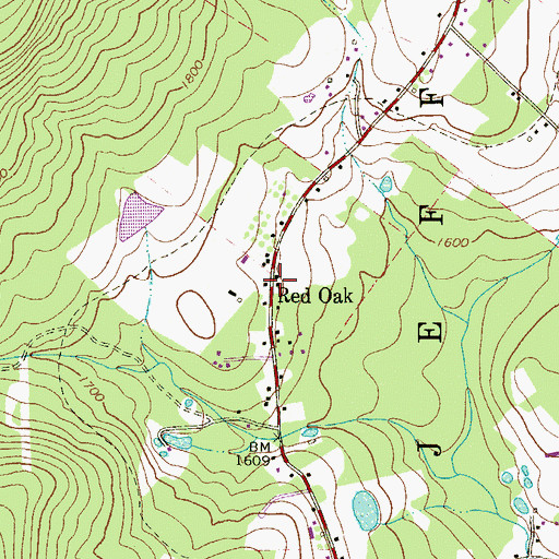 Topographic Map of Red Oak, PA