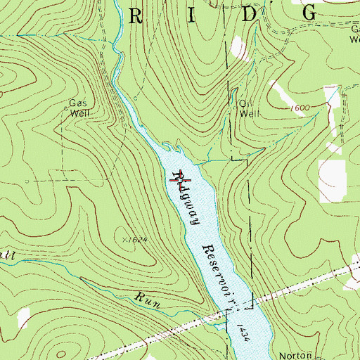 Topographic Map of Ridgway Reservoir, PA