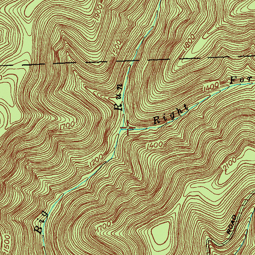 Topographic Map of Right Fork Big Run, PA
