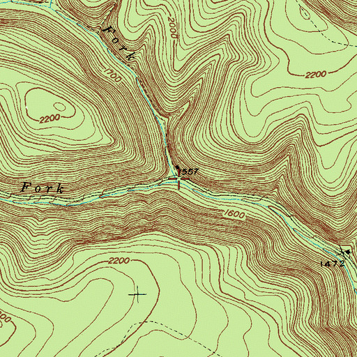 Topographic Map of Right Fork Brooks Run, PA