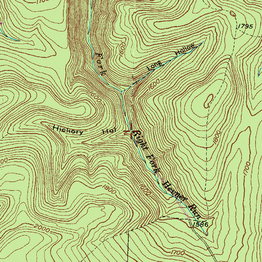 Topographic Map of Right Fork Hevner Run, PA