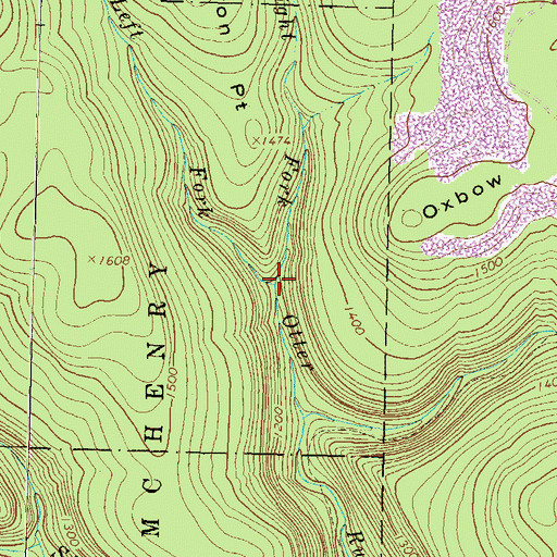 Topographic Map of Right Fork Otter Run, PA