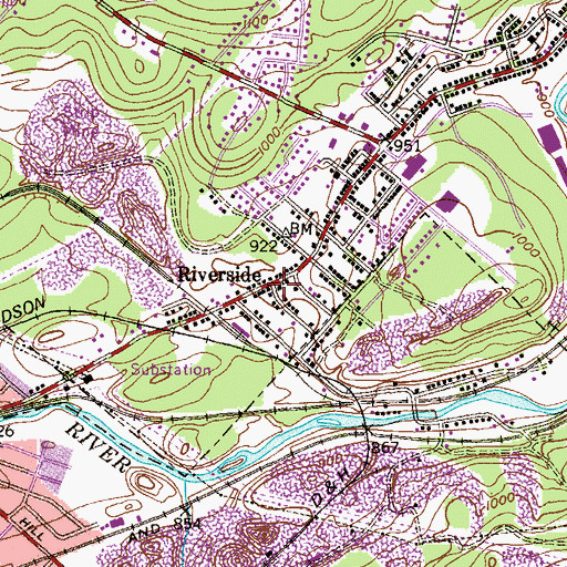 Topographic Map of Riverside, PA