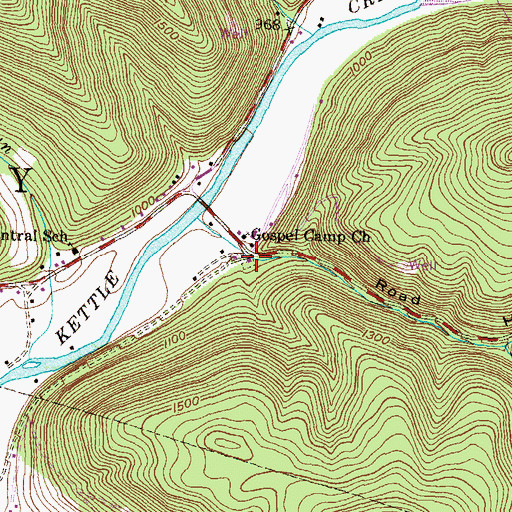 Topographic Map of Road Hollow, PA