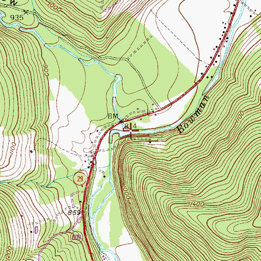 Topographic Map of Roaring Run, PA