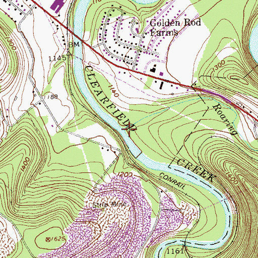 Topographic Map of Roaring Run, PA