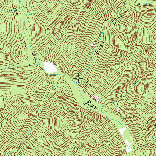 Topographic Map of Rock Lick Run, PA