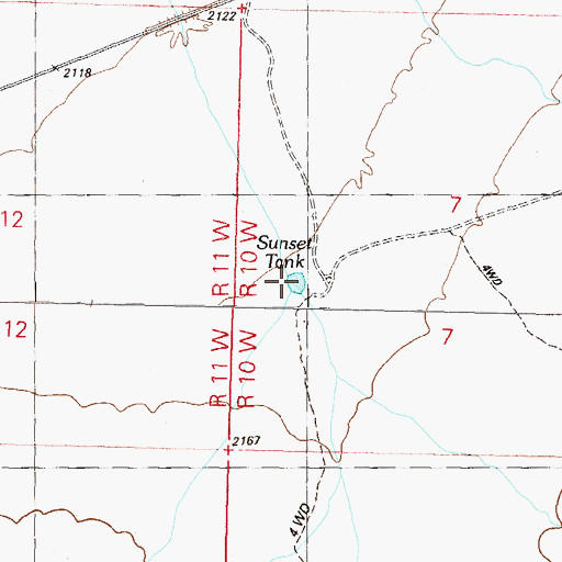 Topographic Map of Sunset Tank, AZ