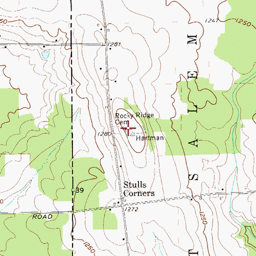 Topographic Map of Rocky Ridge Cemetery, PA