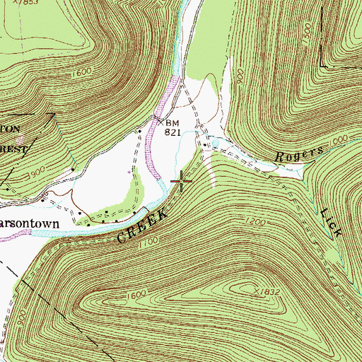 Topographic Map of Rogers Run, PA