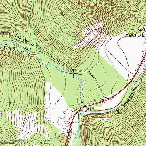 Topographic Map of Roote Hollow, PA
