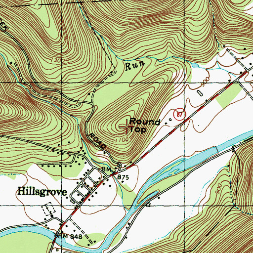 Topographic Map of Round Top, PA