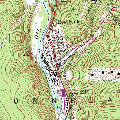 Topographic Map of Rouseville, PA