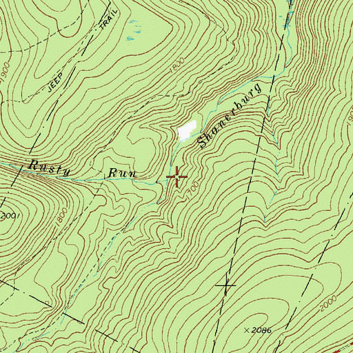 Topographic Map of Rusty Run, PA