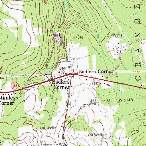 Topographic Map of Sadlers Corner, PA