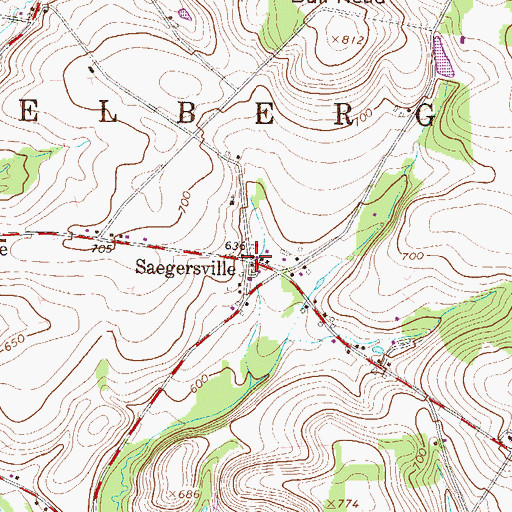 Topographic Map of Saegersville, PA